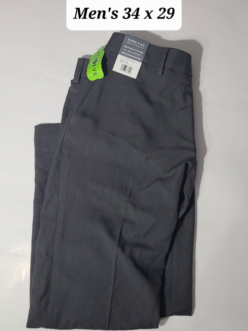Haggar Super Flex Repreve Men's Gray Flat Front Pants Size 34 x 29 NWT
